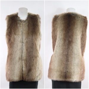 Zara Trafaluc Faux Fur Vest - Brown/Tan Size S - VGUC